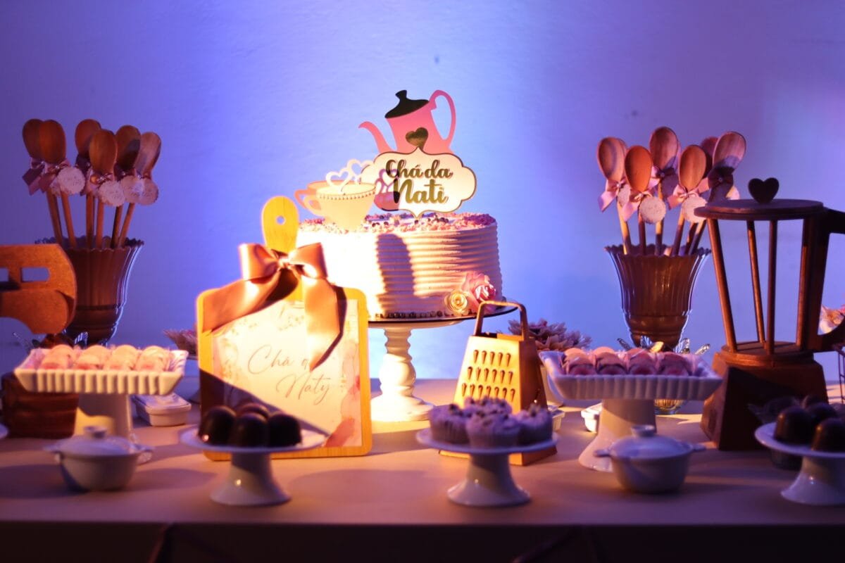 Chá de decoração Rosé Gold e Lilás