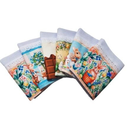 Pano de Copa Páscoa 100% Algodão Coelinho e Ovos