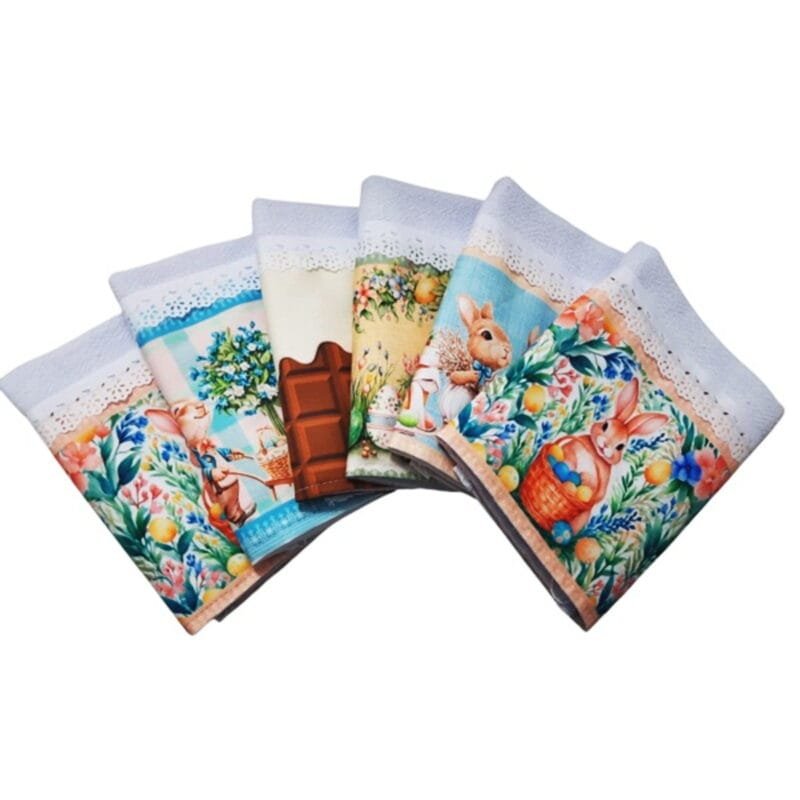 Pano de Copa Páscoa 100% Algodão Coelinho e Ovos