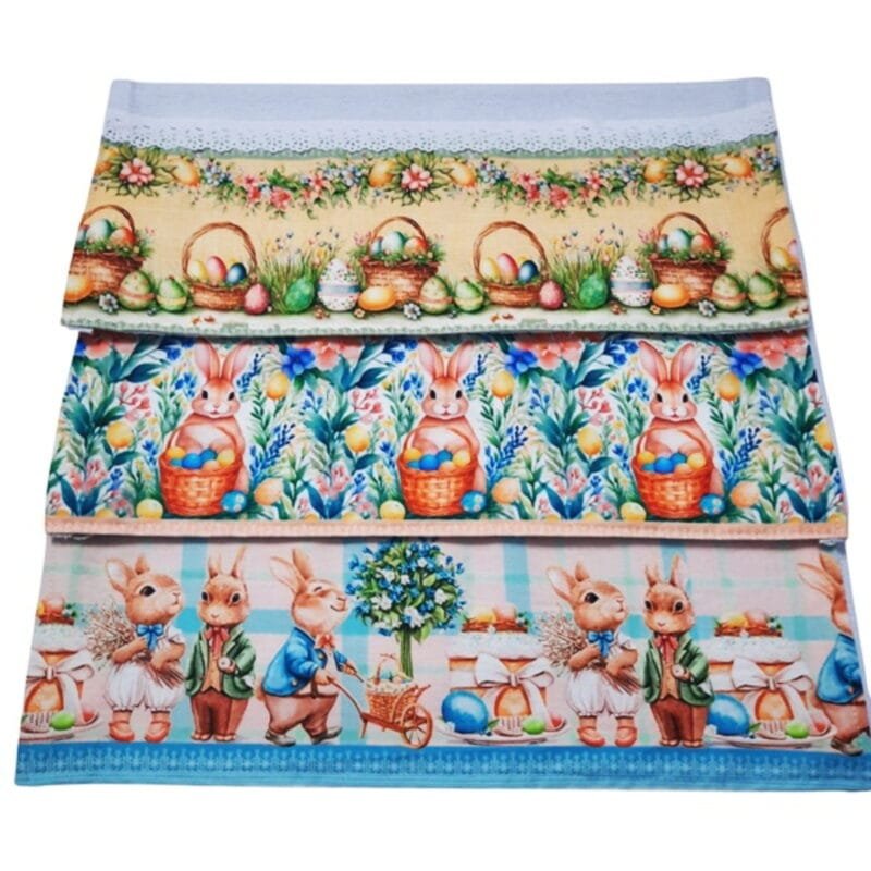 Lembrancinhas de Páscoa Pano de Prato de Coelhinho e Tag