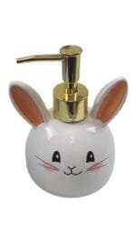 porta sabonete liquido coelho pascoa 275ml ceramica valvula dourada