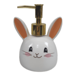 porta sabonete liquido coelho pascoa 275ml ceramica valvula dourada