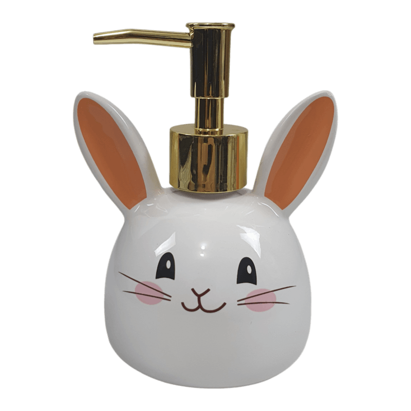 porta sabonete liquido coelho pascoa 275ml ceramica valvula dourada