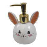 porta sabonete liquido coelho pascoa 275ml ceramica valvula dourada