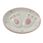 porta sabonete ceramica rosa pezinhos coelho pascoa oval