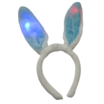 tiara de orelhas de coelho com led em pelucia branca pascoa
