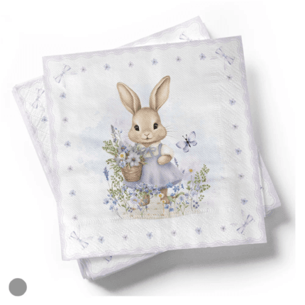 kit 20 guardanapos decorados de pascoa jardim do coelhinho 25x25
