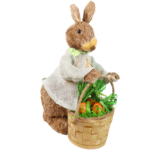 conjunto de coelhos decorativos pascoa 3 pecas rustico