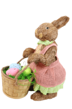 conjunto de coelhos decorativos pascoa 3 pecas rustico