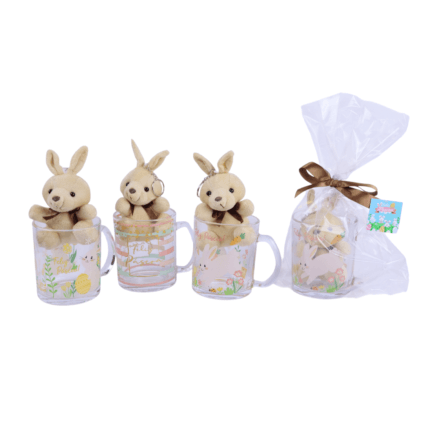 lembrancinha de pascoa caneca de vidro 330ml kit coelhinho