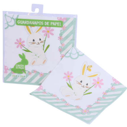 guardanapo de pascoa kit 10 decorados jardim do coelhinho