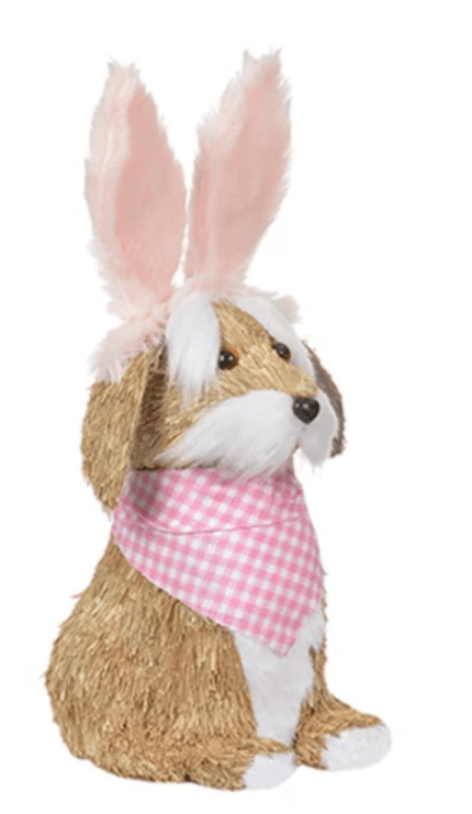 decoracao de pascoa rustica cachorrinho de palha 30cm