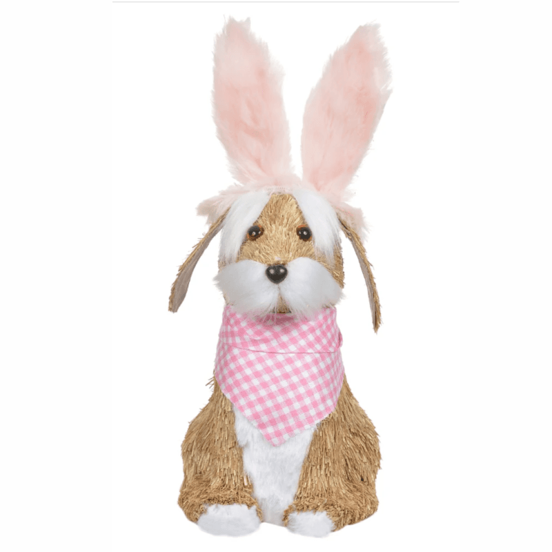 decoracao de pascoa rustica cachorrinho de palha 30cm