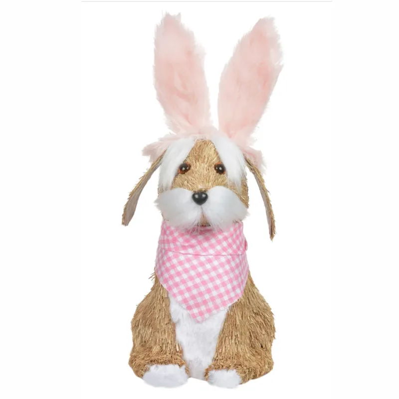 decoracao de pascoa rustica cachorrinho de palha 30cm