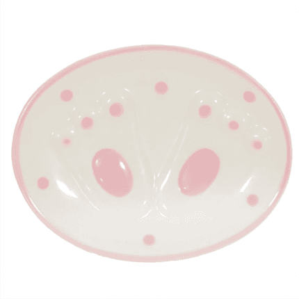 porta sabonete ceramica rosa pezinhos coelho pascoa oval