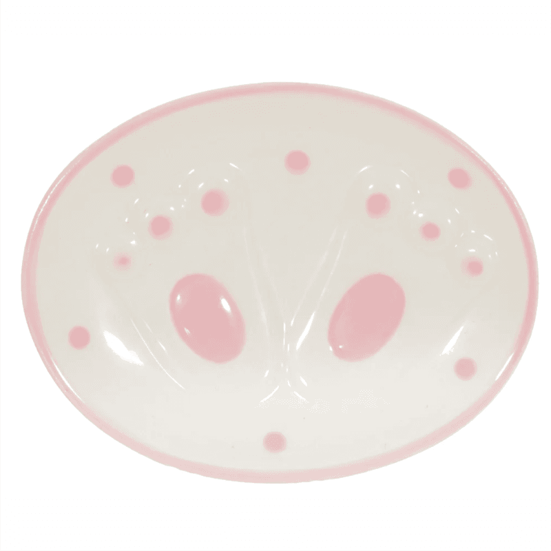porta sabonete ceramica rosa pezinhos coelho pascoa oval