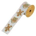 Fita Decorativa Natalina Aramada Gingerbread 6,3cm x 9,14m para Laços e Árvore de Natal - Imagem 5