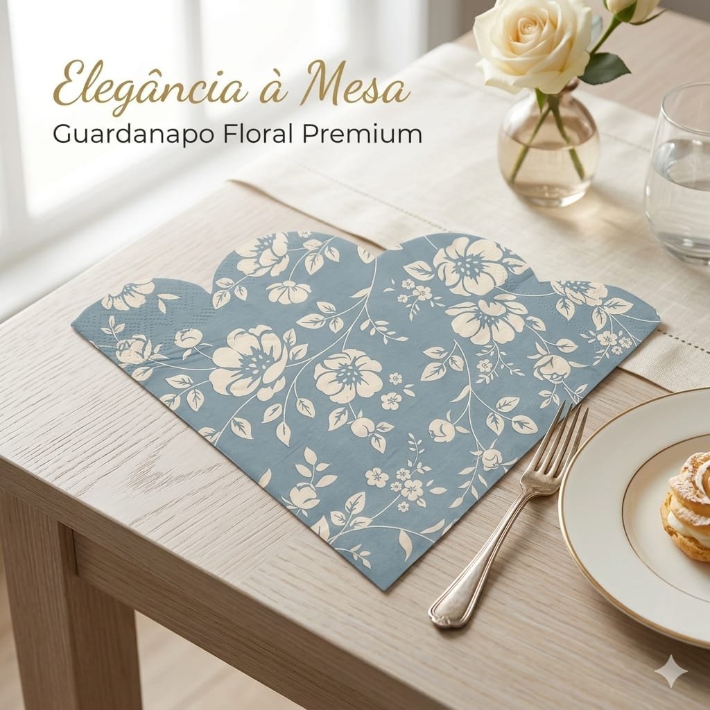 Guardanapo Floral Premium Mesa Posta Guardanapo floral premium decorativo ideal para mesa posta sofisticada e elegante em ocasiões especiais.