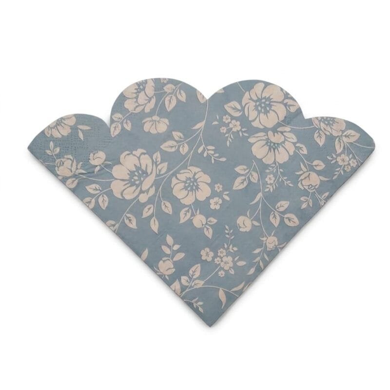 Guardanapo decorativo floral em tons suaves perfeito para chá da tarde, casamentos e eventos especiais.