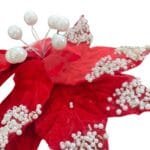 Flor de Natal Poinsétia na cor vermelho vinho marsala em veludo, ideal para decorar árvores, guirlandas e arranjos natalinos sofisticados.