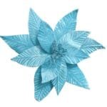 Flor de Natal Azul Poinsétia Luxo em Veludo e Glitter para Árvore de Natal - Imagem 9