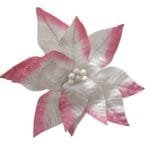Flor decorativa Rose Gold com acabamento em veludo e glitter, ideal para criar uma decoração natalina moderna, sofisticada e cheia de brilho.