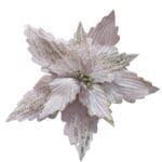 Flor de Natal Rose Gold com glitter intenso para árvores de Natal elegantes e decoração sofisticada.