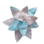 Flor Poinsétia Rose Gold em veludo com glitter para decoração de árvores de Natal, centros de mesa, festões e ambientes elegantes.