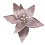 Flor de Natal Rose Gold em veludo e glitter para decoração de árvores, guirlandas e arranjos com acabamento premium e brilho elegante.