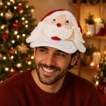 Boné Papai Noel em tecido macio e aveludado, perfeito para sessões de fotos, confraternizações, ceias e decoração de festas natalinas.