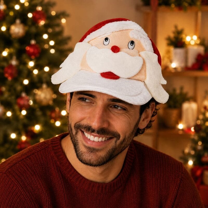 Boné Papai Noel em tecido macio e aveludado, perfeito para sessões de fotos, confraternizações, ceias e decoração de festas natalinas.