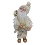 Papai Noel musical de 45 cm com movimento de cabeça, acionamento por chave de corda e roupas em tecidos premium para decoração natalina.