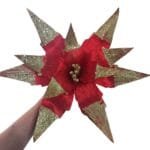 Flor de Natal Vermelho Vinho Marsala Poinsétia Luxo em Veludo e Glitter para Árvore de Natal - Imagem 8