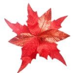Flor de Natal Vermelho Vinho Marsala Poinsétia Luxo em Veludo e Glitter para Árvore de Natal - Imagem 17