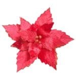 Flor de Natal Vermelho Vinho Marsala Poinsétia Luxo em Veludo e Glitter para Árvore de Natal - Imagem 12