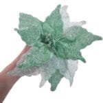 Flor Poinsétia Verde Decorativa para Árvore de Natal Diversos Tamanhos - Imagem 7