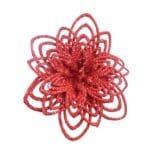 Flor de Natal Vermelho Vinho Marsala Poinsétia Luxo em Veludo e Glitter para Árvore de Natal - Imagem 11