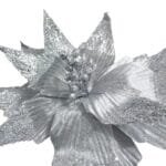 Flor de Natal Poinsétia Glitter Luxo Veludo Prata Nevada Branco para Árvore de Natal - Imagem 5