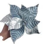 Flor de Natal Poinsétia Glitter Luxo Veludo Prata Nevada Branco para Árvore de Natal - Imagem 8