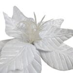 Flor de Natal Poinsétia Glitter Luxo Veludo Prata Nevada Branco para Árvore de Natal - Imagem 11