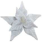 Flor de Natal Poinsétia Glitter Luxo Veludo Prata Nevada Branco para Árvore de Natal - Imagem 10