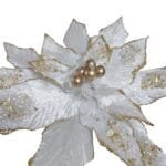 Flor de Natal Poinsétia Glitter Luxo Veludo Prata Nevada Branco para Árvore de Natal - Imagem 17