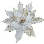 Flor de Natal Poinsétia Glitter Luxo Veludo Prata Nevada Branco para Árvore de Natal - Imagem 16