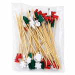Palitos Natalinos para Petiscos Kit 50 Unidades Madeira - Imagem 4