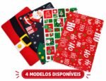 Modelos Presentes e Noel, com estampas coloridas e elementos clássicos do Natal, mostrando as opções disponíveis para diferentes estilos de decoração.