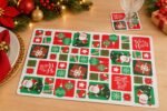 Modelo Feliz Natal com fundo preto, criando uma proposta moderna e elegante para mesas natalinas com detalhes contrastantes.