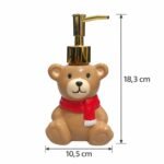 Porta sabonete líquido natalino de porcelana com tampa metálica dourada. Conheça os modelos Gingerbread, Pinheiro e Ursinho, além das outras opções temáticas disponíveis no anúncio.